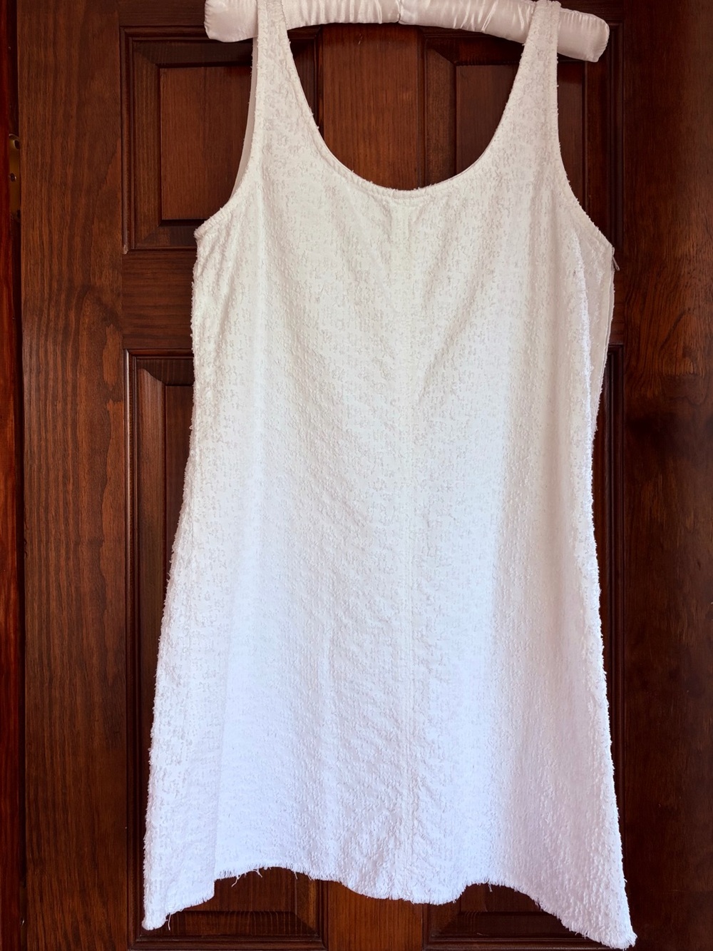 Rag and Bone white sleeveless shift dress. Has side zipper detail.